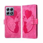 For Xiaomi 14T Pen Heart Cat Embossed Leather Phone Case(Pink)