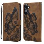 For Samsung Galaxy S25+ 5G Retro Skin Feel Butterflies Embossing Horizontal Flip Leather Phone Case(Brown)