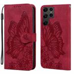 For Samsung Galaxy S25 Ultra 5G Retro Skin Feel Butterflies Embossing Horizontal Flip Leather Phone Case(Red)