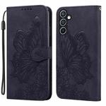 For Samsung Galaxy S25 FE 5G Retro Skin Feel Butterflies Embossing Horizontal Flip Leather Phone Case(Black)