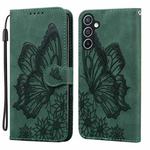 For Samsung Galaxy S25 FE 5G Retro Skin Feel Butterflies Embossing Horizontal Flip Leather Phone Case(Green)