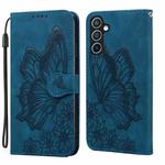 For Samsung Galaxy S25 FE 5G Retro Skin Feel Butterflies Embossing Horizontal Flip Leather Phone Case(Blue)