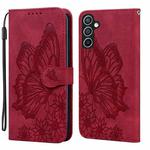 For Samsung Galaxy S25 FE 5G Retro Skin Feel Butterflies Embossing Horizontal Flip Leather Phone Case(Red)