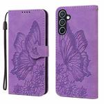 For Samsung Galaxy S25 FE 5G Retro Skin Feel Butterflies Embossing Horizontal Flip Leather Phone Case(Purple)