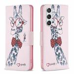 For Samsung Galaxy S25 5G Colored Drawing Pattern Leather Phone Case(Giraffe)