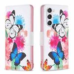 For Samsung Galaxy S25 5G Colored Drawing Pattern Leather Phone Case(Butterflies)