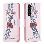 For Samsung Galaxy S25+ 5G Colored Drawing Pattern Leather Phone Case(Giraffe)