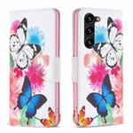 For Samsung Galaxy S25+ 5G Colored Drawing Pattern Leather Phone Case(Butterflies)
