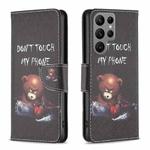 For Samsung Galaxy S25 Ultra 5G Colored Drawing Pattern Leather Phone Case(Bear)