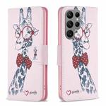 For Samsung Galaxy S25 Ultra 5G Colored Drawing Pattern Leather Phone Case(Giraffe)