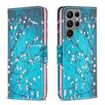 For Samsung Galaxy S25 Ultra 5G Colored Drawing Pattern Leather Phone Case(Plum Blossom)