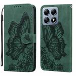 For Xiaomi 14T Retro Skin Feel Butterflies Embossing Horizontal Flip Leather Phone Case(Green)