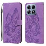 For Xiaomi 14T Retro Skin Feel Butterflies Embossing Horizontal Flip Leather Phone Case(Purple)