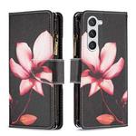 For Samsung Galaxy S25 5G Colored Drawing Pattern Zipper Leather Phone Case(Lotus)