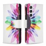 For Samsung Galaxy S25 5G Colored Drawing Pattern Zipper Leather Phone Case(Sun Flower)