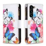For Samsung Galaxy S25+ 5G Colored Drawing Pattern Zipper Leather Phone Case(Two Butterflies)