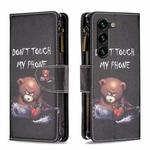 For Samsung Galaxy S25+ 5G Colored Drawing Pattern Zipper Leather Phone Case(Bear)
