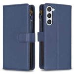 For Samsung Galaxy S25 5G 9 Card Slots Zipper Wallet Leather Flip Phone Case(Blue)
