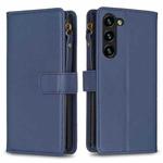 For Samsung Galaxy S25+ 5G 9 Card Slots Zipper Wallet Leather Flip Phone Case(Blue)