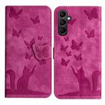 For Samsung Galaxy S25 FE 5G Butterfly Cat Embossing Flip Leather Phone Case(Pink)