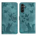 For Samsung Galaxy S25 FE 5G Butterfly Cat Embossing Flip Leather Phone Case(Wathet)