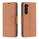 For Samsung Galaxy S25+ 5G Litchi Texture Pure Color Flip Leather Phone Case(Brown)