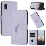 For Sharp Aquos Wish3 Triangle Pattern Buckle Clasp Leather Phone Case(Light Purple)