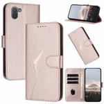 For Sharp Aquos R3 Triangle Pattern Buckle Clasp Leather Phone Case(Rose Gold)