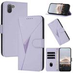 For Sharp Aquos R3 Triangle Pattern Buckle Clasp Leather Phone Case(Light Purple)