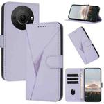 For Sharp Aquos R8 Pro SH-51D Triangle Pattern Buckle Clasp Leather Phone Case(Light Purple)