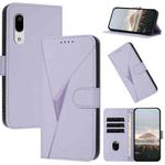 For Sharp Aquos Sense3 Triangle Pattern Buckle Clasp Leather Phone Case(Light Purple)