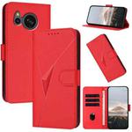 For Sharp Aquos Sense7 Triangle Pattern Buckle Clasp Leather Phone Case(Red)