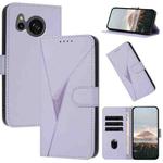 For Sharp Aquos Sense8 Triangle Pattern Buckle Clasp Leather Phone Case(Light Purple)