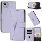 For Sharp Aquos R10 Triangle Pattern Buckle Clasp Leather Phone Case(Light Purple)