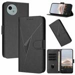 For Sharp Aquos wish5 Triangle Pattern Buckle Clasp Leather Phone Case(Black)