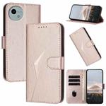 For Sharp Aquos wish5 Triangle Pattern Buckle Clasp Leather Phone Case(Rose Gold)