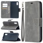 For Xiaomi Redmi 9A Retro Lambskin Texture Pure Color Horizontal Flip PU Leather Case with Holder & Card Slots & Wallet & Lanyard(Grey)