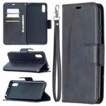 For Xiaomi Redmi 9A Retro Lambskin Texture Pure Color Horizontal Flip PU Leather Case with Holder & Card Slots & Wallet & Lanyard(Black)