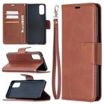 For OPPO Reno4 5G Retro Lambskin Texture Pure Color Horizontal Flip PU Leather Case with Holder & Card Slots & Wallet & Lanyard(Brown)