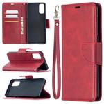 For OPPO Reno4 5G Retro Lambskin Texture Pure Color Horizontal Flip PU Leather Case with Holder & Card Slots & Wallet & Lanyard(Red)