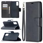 For OPPO Reno4 5G Retro Lambskin Texture Pure Color Horizontal Flip PU Leather Case with Holder & Card Slots & Wallet & Lanyard(Black)
