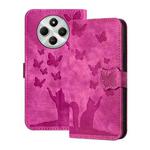 For Redmi 14C 4G Butterfly Cat Embossing Flip Leather Phone Case(Pink)