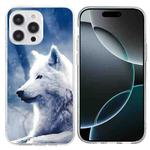 For iPhone 16 Pro Colorful Painting Pattern TPU Phone Case(White Wolf)