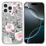 For iPhone 16 Pro Colorful Painting Pattern TPU Phone Case(Flowers On Grey)