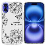 For iPhone 16 Plus Colorful Painting Pattern TPU Phone Case(Butterfly Flower)