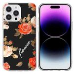 For iPhone 15 Pro Colorful Painting Pattern TPU Phone Case(Flowers On Black)