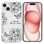 For iPhone 15 Colorful Painting Pattern TPU Phone Case(Butterfly Flower)