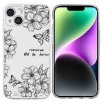 For iPhone 14 Plus Colorful Painting Pattern TPU Phone Case(Butterfly Flower)