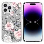 For iPhone 14 Pro Colorful Painting Pattern TPU Phone Case(Flowers On Grey)