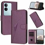 For vivo S17 Triangle Pattern Buckle Clasp Leather Phone Case(Dark Purple)